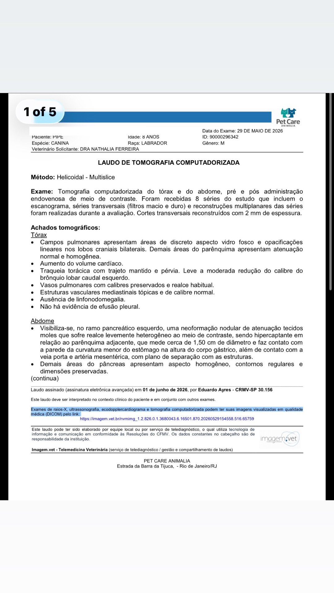 Laudo de tomografia — pág. 1